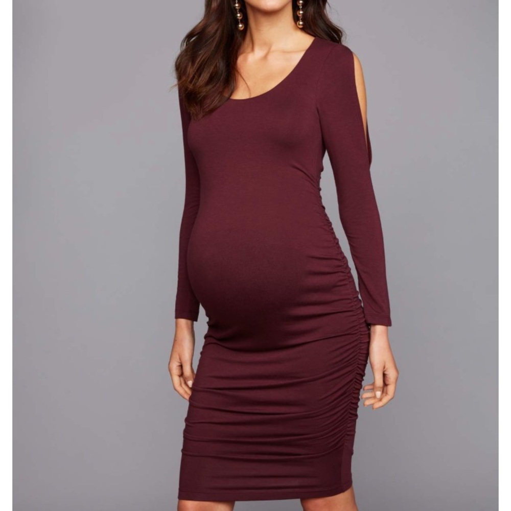 A Pea in the Pod Cold Shoulder Maternity Dress